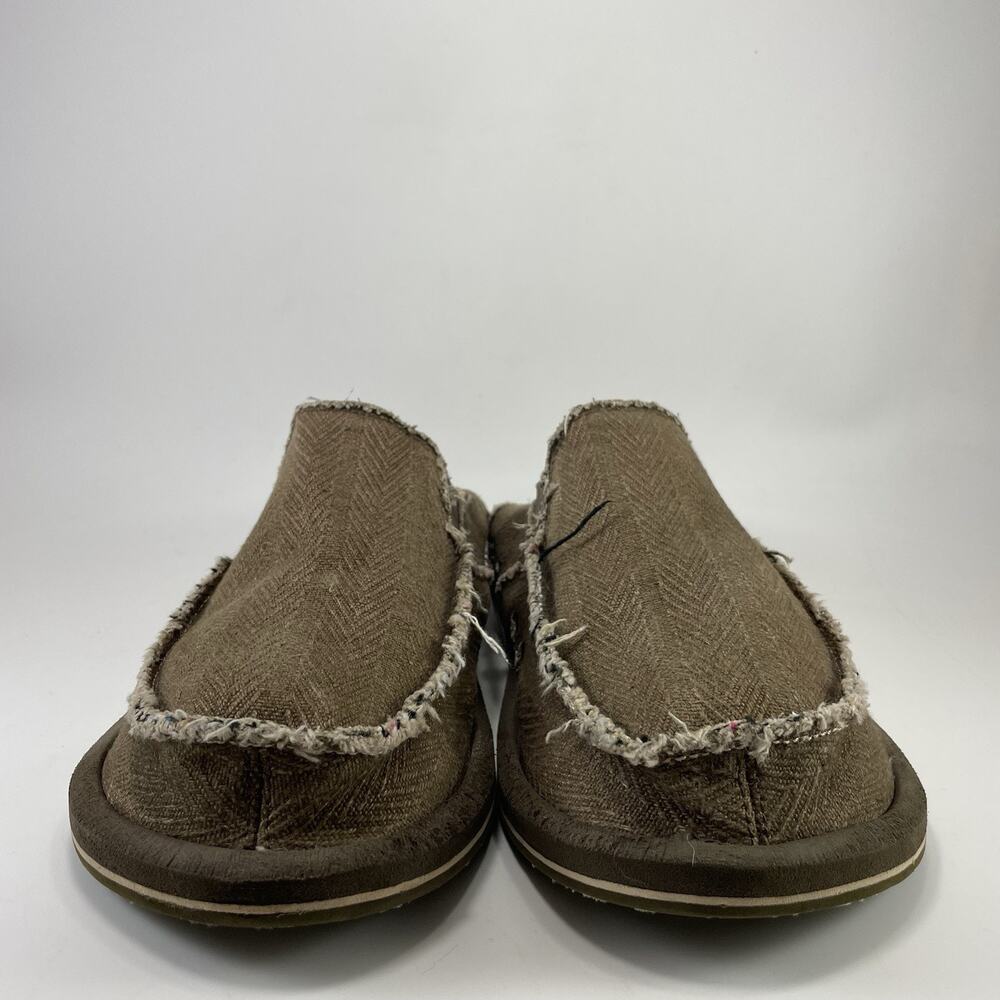 Sanuk Vagabond Tan Canvas Slip On Sidewalk Surfer Shoes Mens Size 12 Loafers - Picture 2 of 11